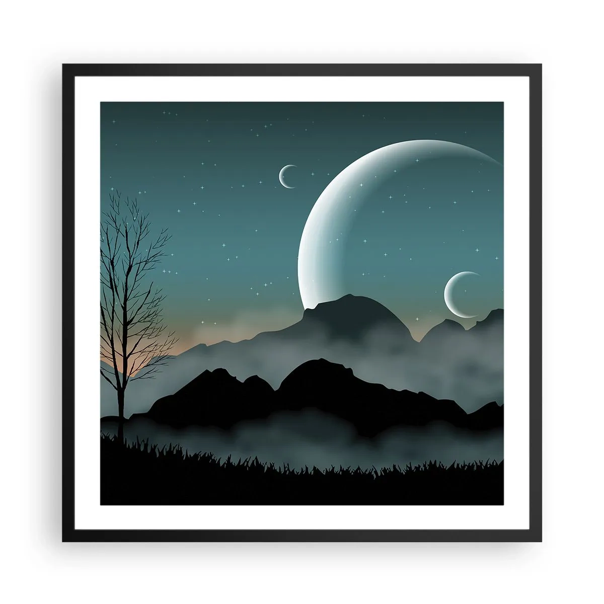 Plakat w czarnej ramie - Karnawał gwiaździstej nocy - 60x60 cm