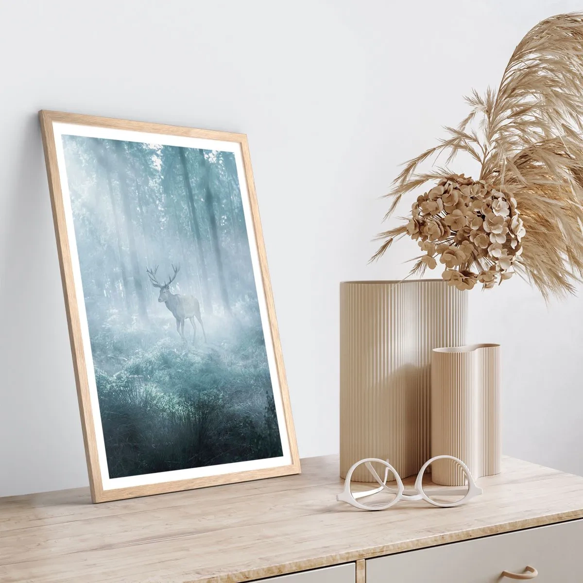 Plakat w ramie jasny dąb - Poranny obchód włości - 70x100 cm