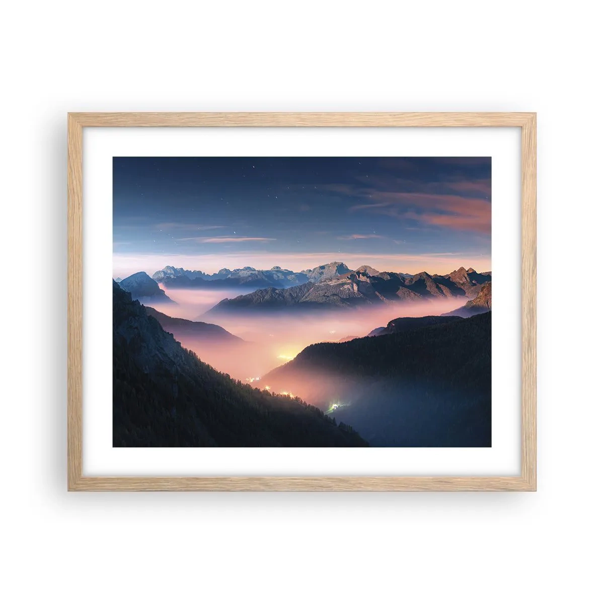Plakat w ramie jasny dąb - Światło w dolinach - 50x40 cm