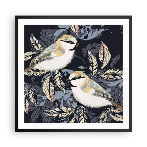 Plakat w czarnej ramie - Żółto-błękitny trel - 60x60 cm