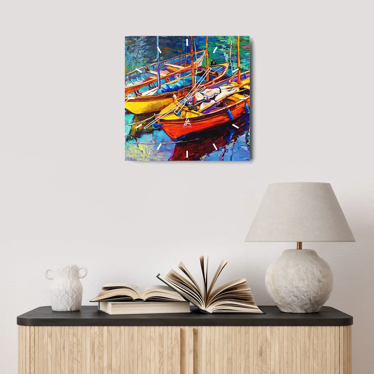 Zegar ścienny - Na wodzie gęstej od barw - 30x30 cm