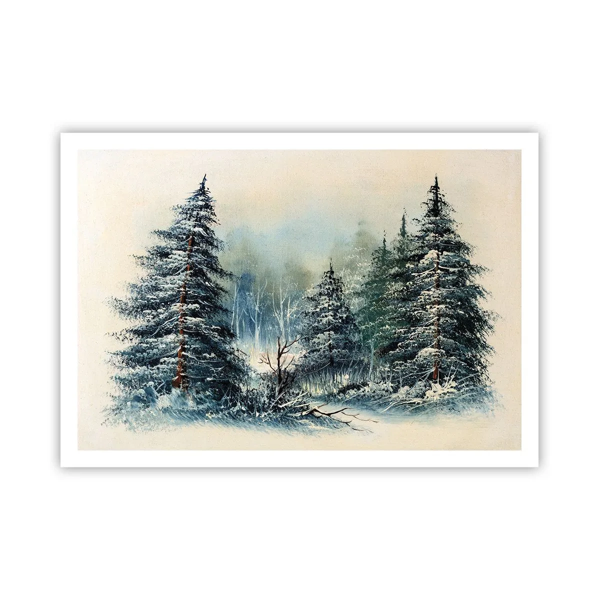 Plakat - Zimowy krajobraz z zaśnieżonymi drzewami - 100x70cm - Gotowe do Świąt - Nowoczesna dekoracja ścienna do salonu i sypialni ARTTOR