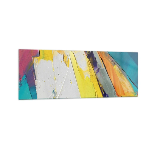 Obraz na szkle - Abstrakcyjna kompozycja w intensywnych barwach - 140x50cm - Anatomia światła - Nowoczesna dekoracja ścienna do salonu i sypialni ARTTOR