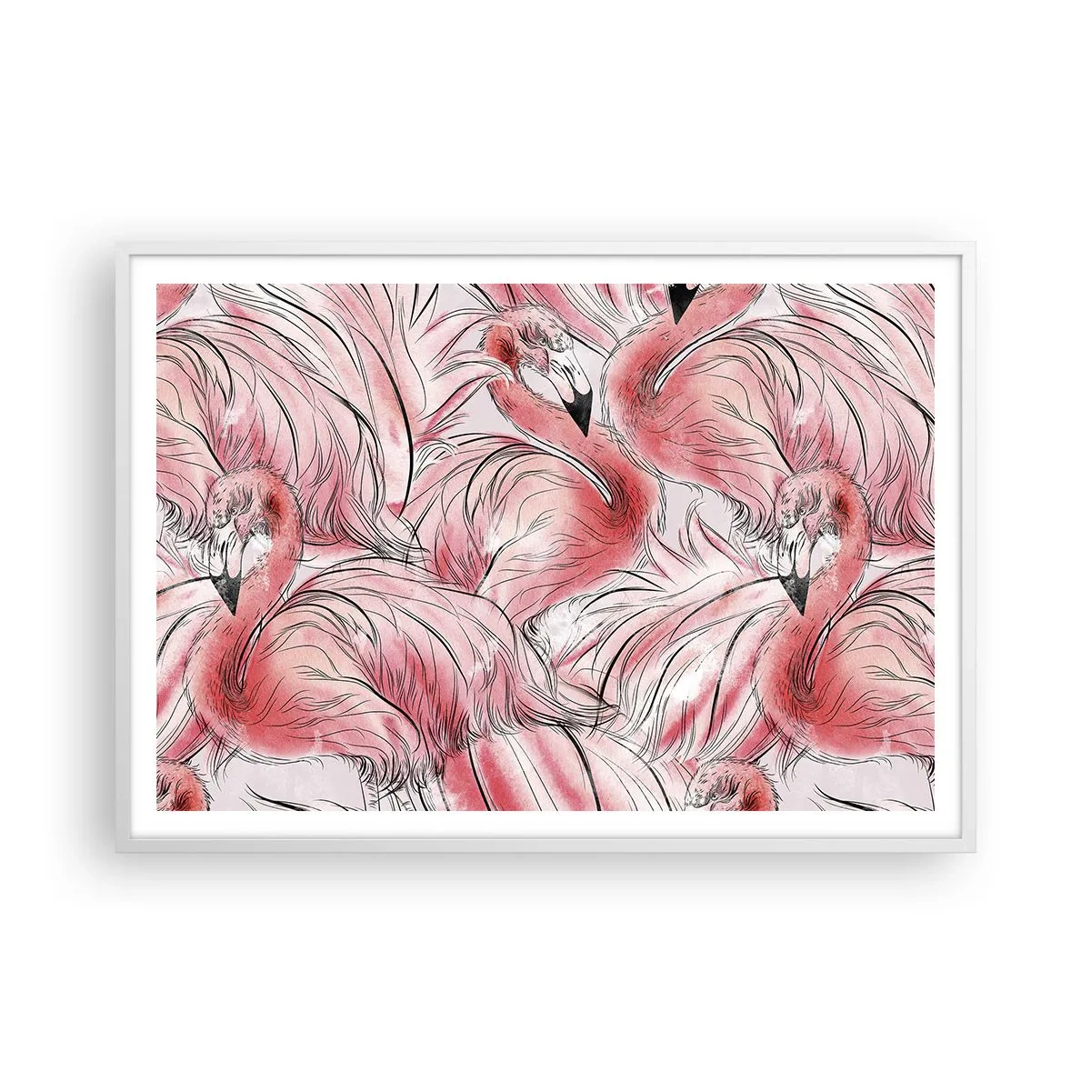 Plakat w białej ramie - Ptasi corps de ballet - 100x70 cm