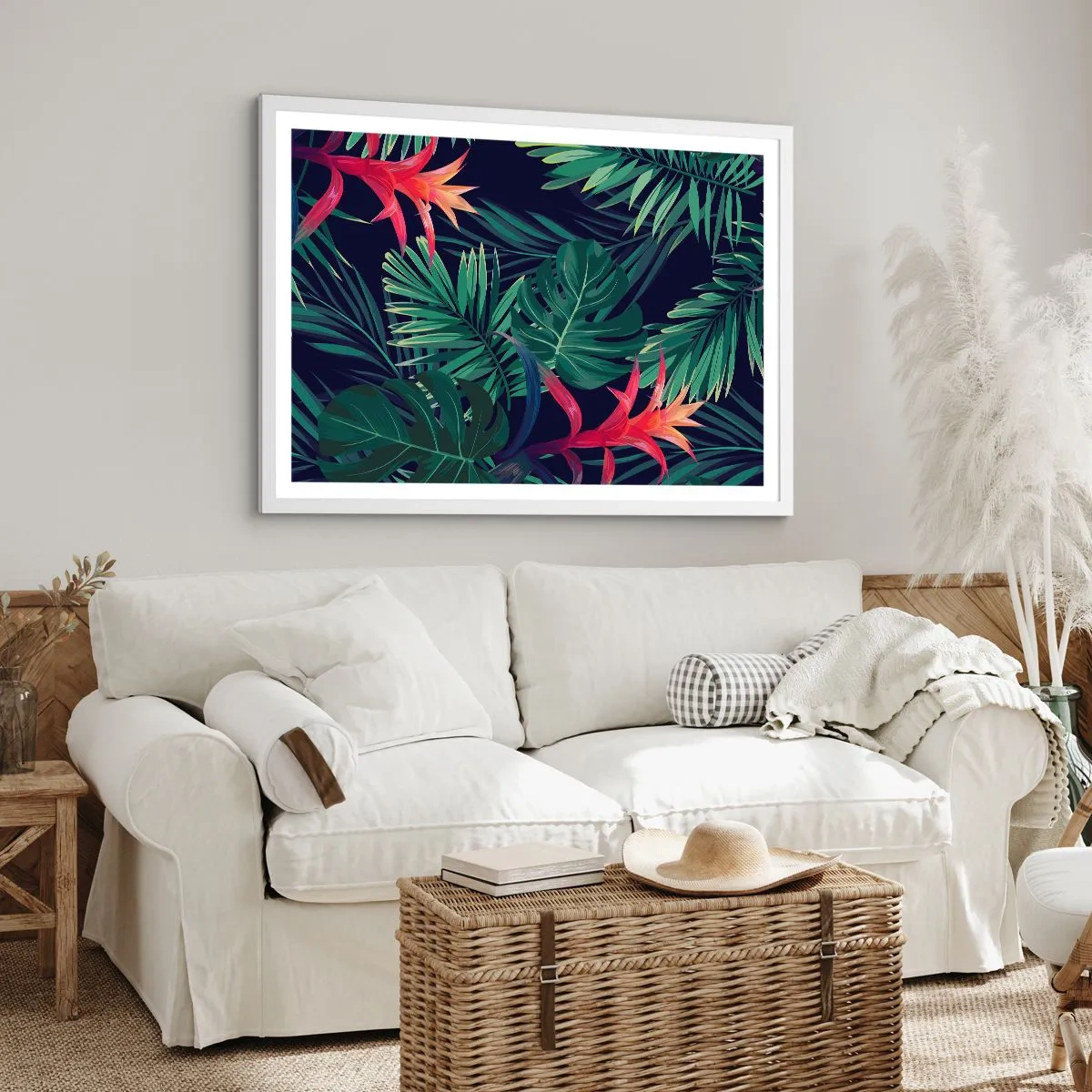 Plakat w białej ramie - Zapłonąć w zieleni - 70x50 cm