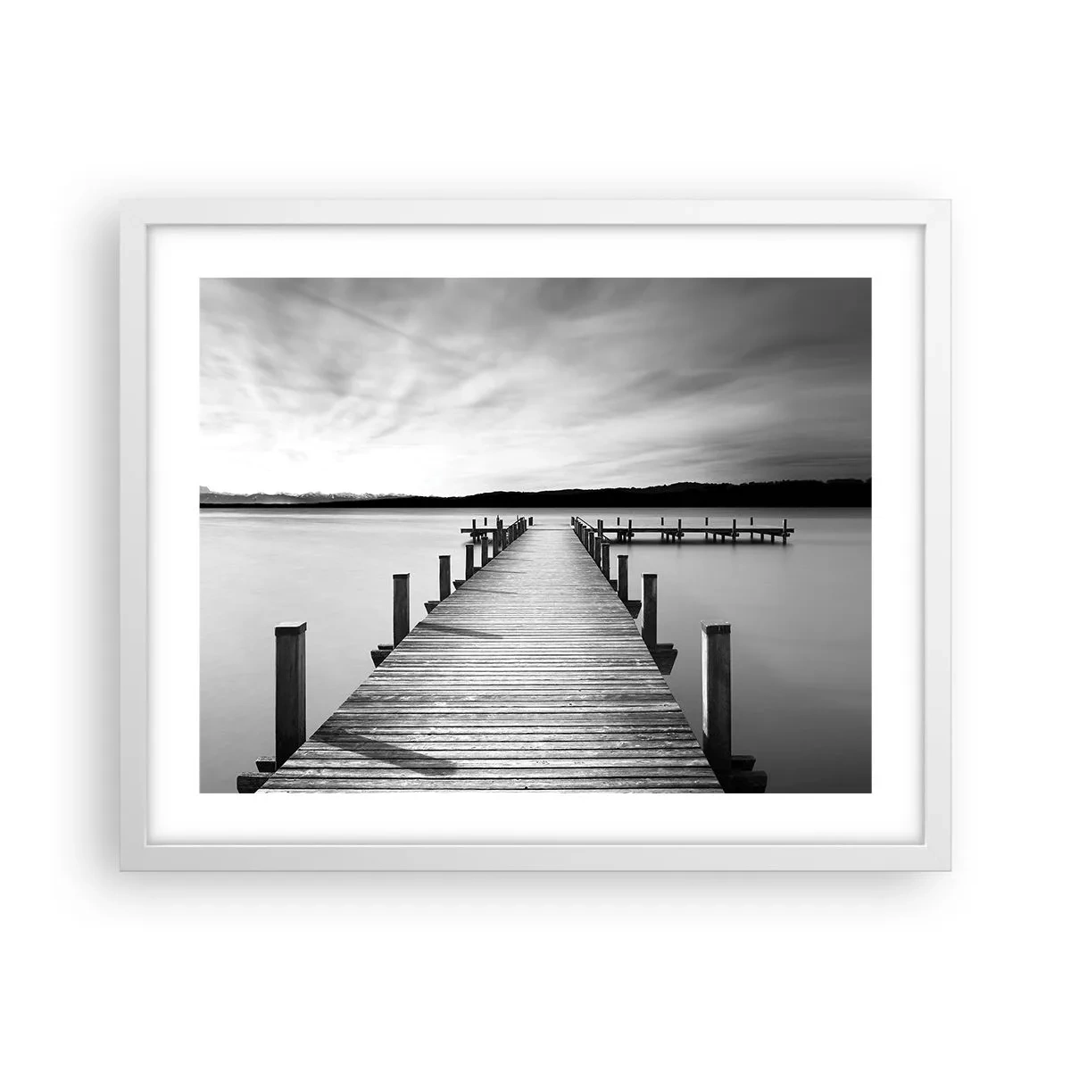 Plakat w białej ramie - U wodopoju – spokoju - 50x40 cm