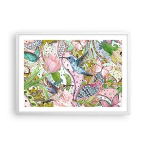 Plakat w białej ramie - Wplątane w pnączach - 70x50 cm