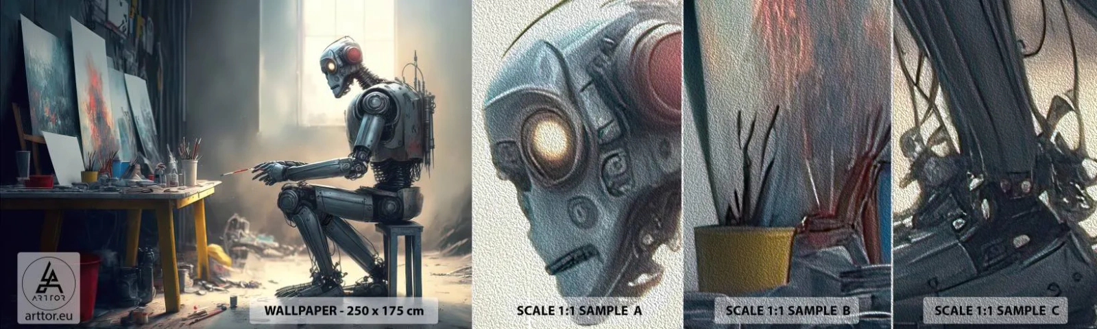 Fototapeta Próbka Premium Sand - Akt kreacji - Sztuka, Malowanie, Robot - 100x30 cm