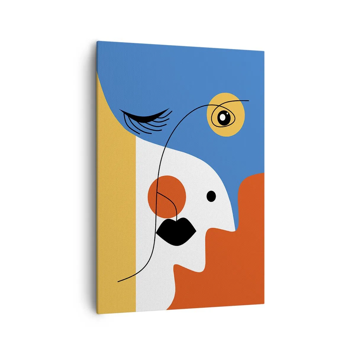 Obraz na płótnie - Kolorowa abstrakcyjna twarz w stylu kubistycznym o wyrazistych kształtach - 70x100cm - Portret zdekonstruowany - Nowoczesna dekoracja ścienna do salonu i sypialni ARTTOR