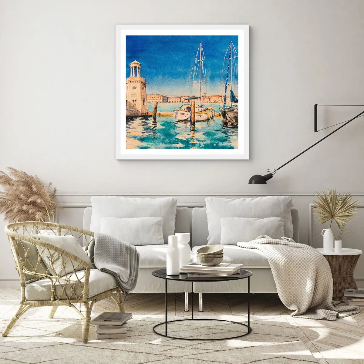Plakat w białej ramie - Słoneczna laguna - 60x60 cm