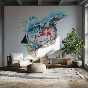 Fototapeta Premium Canvas - Duch Szwajcarii - Abstrakcja, Szwajcarski Zegarek, Alpy - 500x350 cm