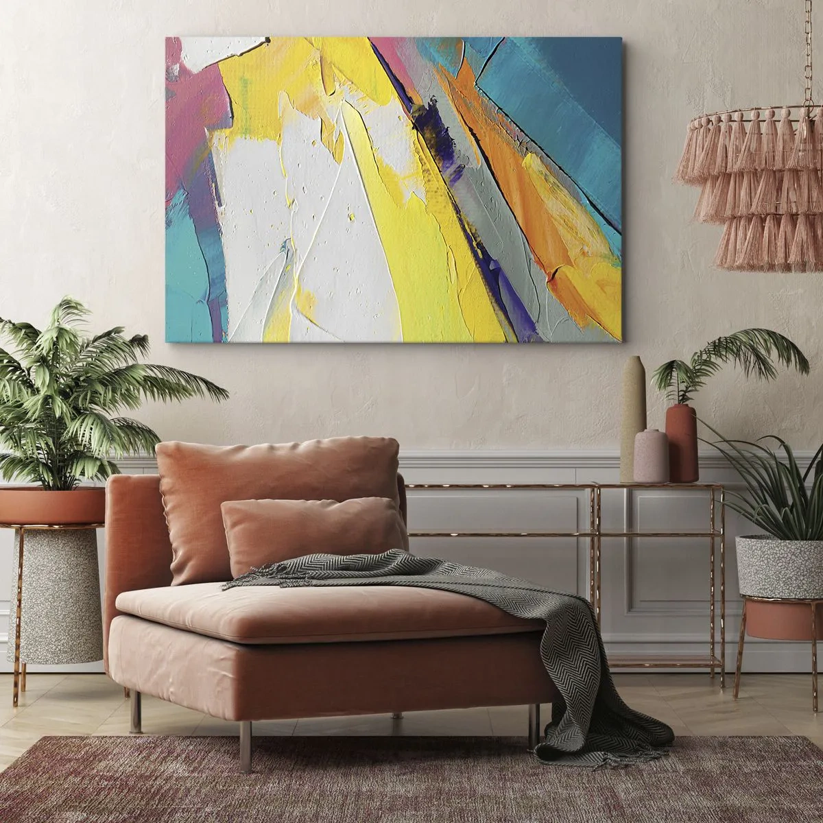 Obraz na płótnie - Abstrakcyjna kompozycja w intensywnych barwach - 100x70cm - Anatomia światła - Nowoczesna dekoracja ścienna do salonu, kuchni i sypialni ARTTOR
