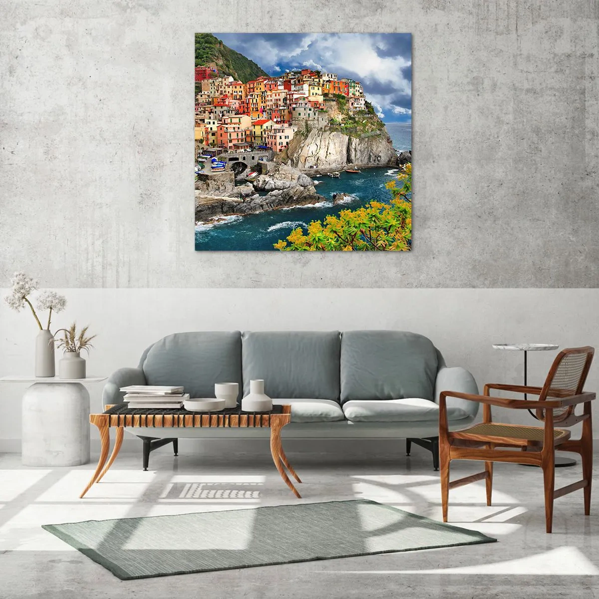 Obraz na szkle - Gromadka przytulona do skał - 40x40 cm