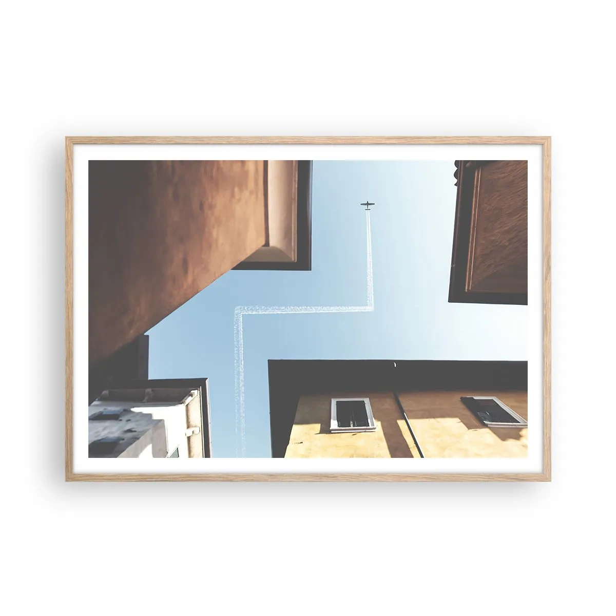 Plakat w ramie jasny dąb - Ponad miejskim labiryntem - 100x70 cm