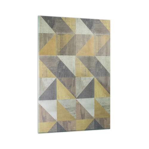 Obraz na szkle - Geometryczna kompozycja trójkątów w odcieniach ziemi - 80x120cm - Pod kątem trójkąta - Nowoczesna dekoracja ścienna do salonu i sypialni ARTTOR