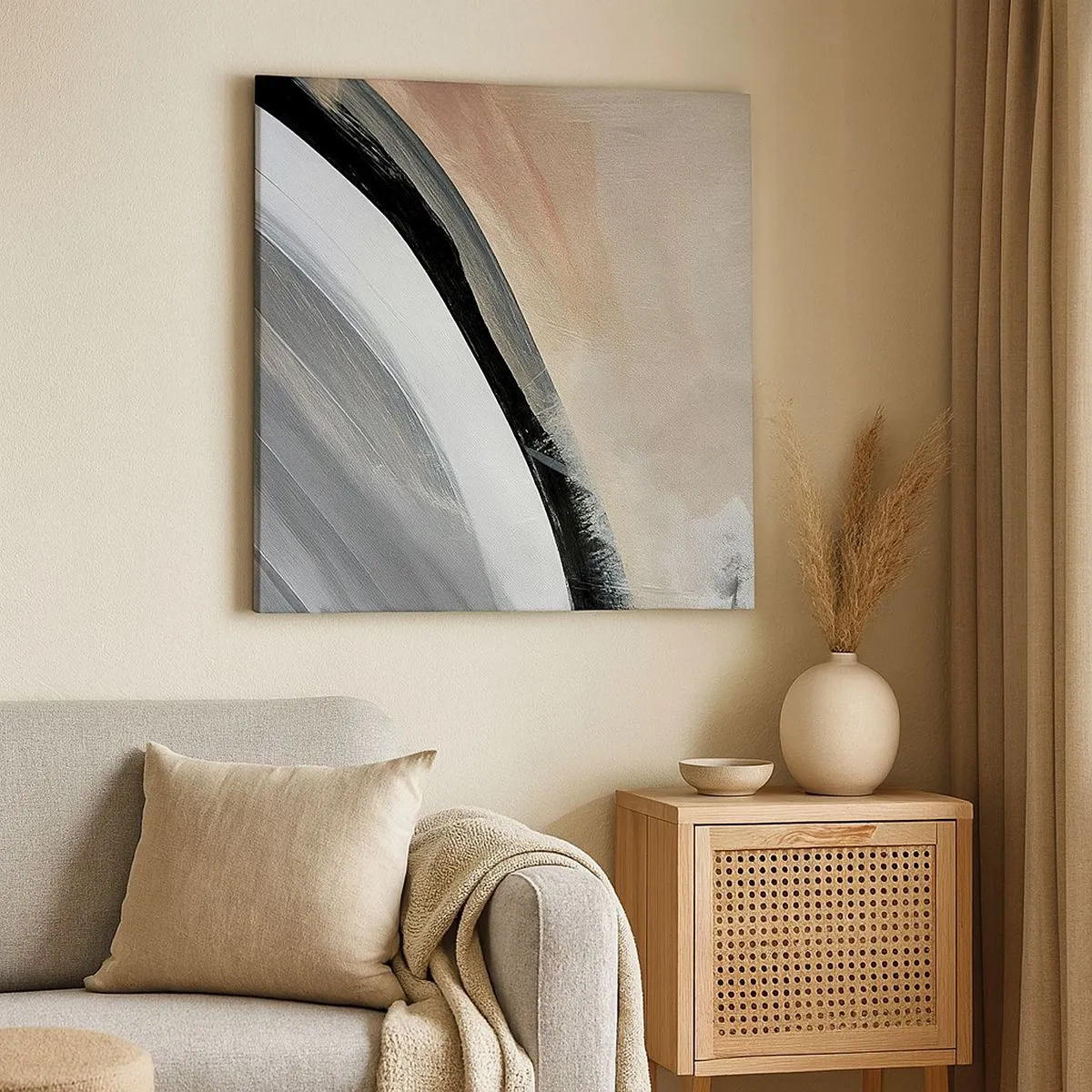 Obraz na płótnie - Kompozycja: łuk czerni i szarości - 30x30 cm