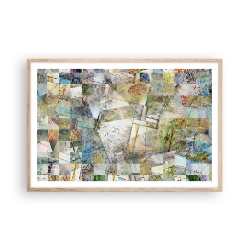 Plakat w ramie jasny dąb - Geometryczne przetasowanie - 91x61 cm