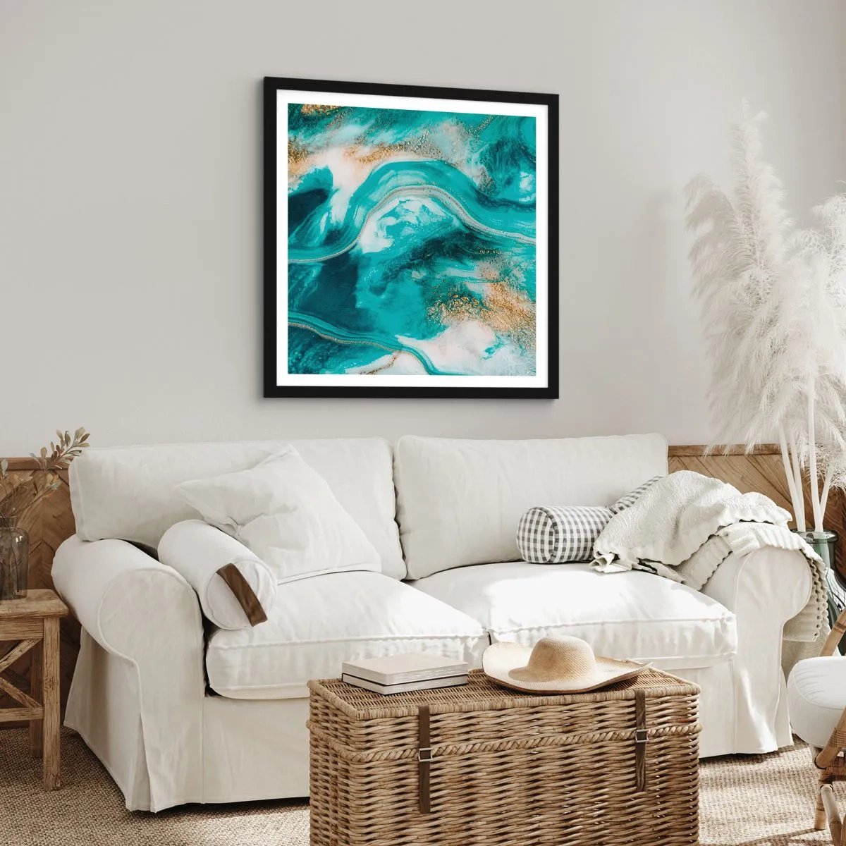 Plakat w czarnej ramie - Rzeka złota - 50x50 cm