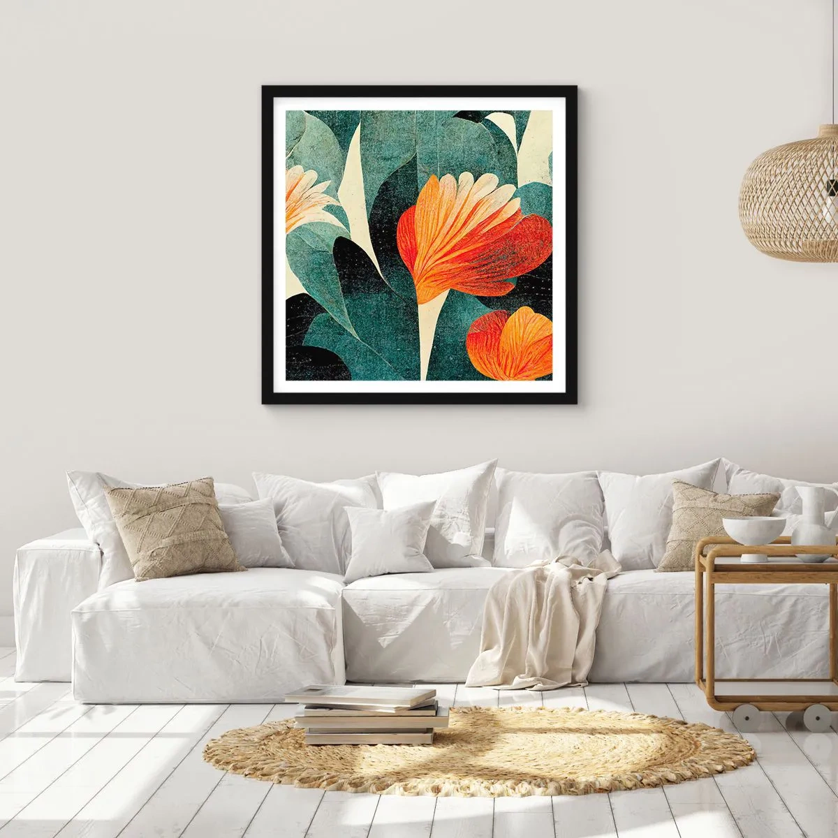 Plakat w czarnej ramie - Żar tropików i chłód zieleni - 30x30 cm
