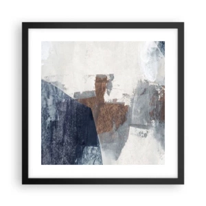 Plakat w czarnej ramie - Błękitno-brunatne kształty - 40x40 cm
