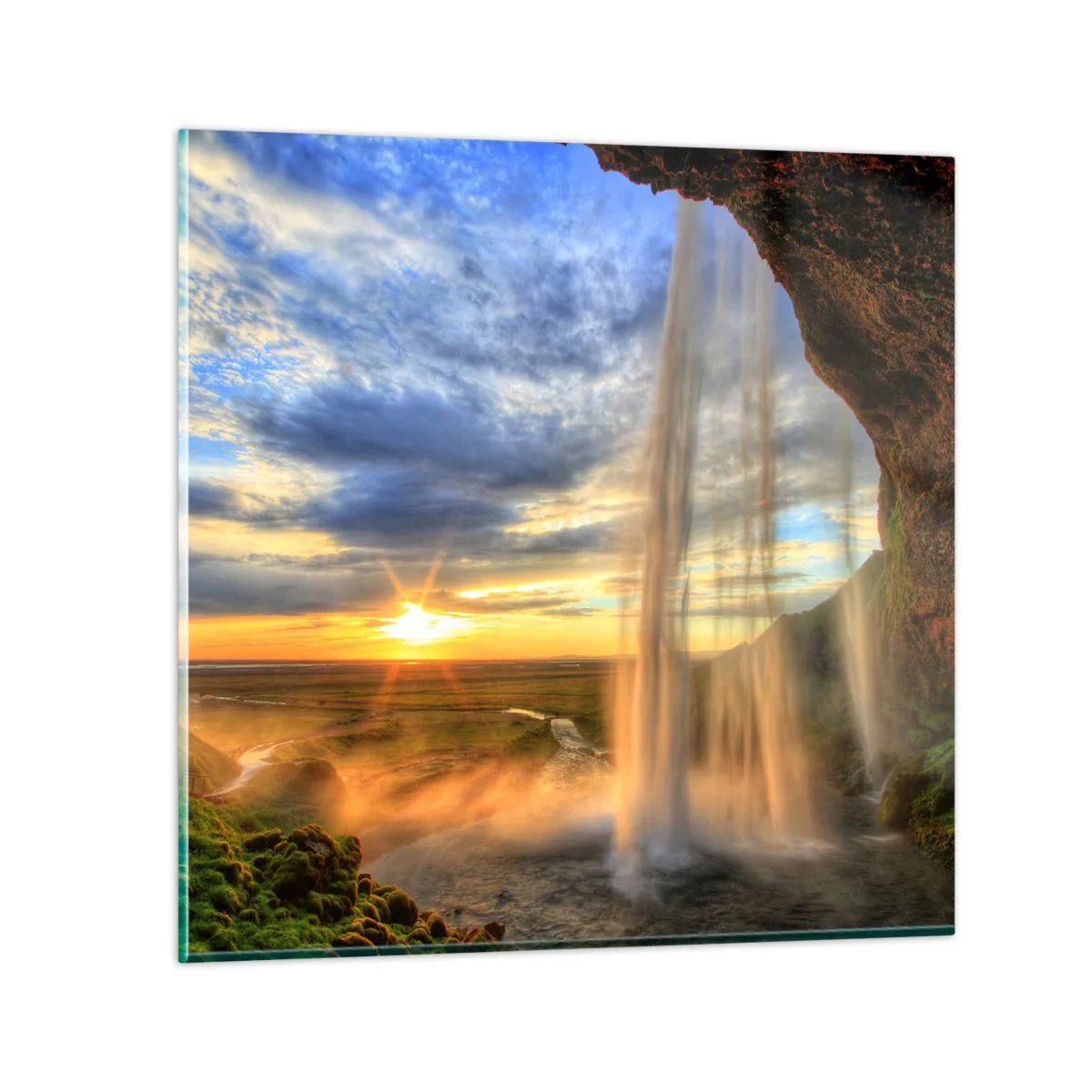 Obraz na szkle - Świat za zasłoną kropel - 50x50 cm