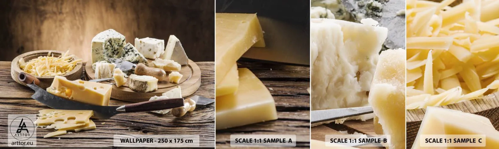 Fototapeta Próbka Samoprzylepna Deluxe Sticker - Uśmiechnij się do sera - Gastronomia, Deska Serów, Kulinarne - 100x30 cm