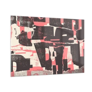 Obraz na szkle - Nowoczesna abstrakcja w czerni, czerwieni i beżu - 100x70cm - Cały ten zgiełk - Nowoczesna dekoracja ścienna do salonu, kuchni i sypialni ARTTOR