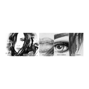 Fototapeta Próbka Premium Canvas - Portret damy w czerni i bieli - Abstrakcja, Kobieca Twarz, Portret - 100x30 cm