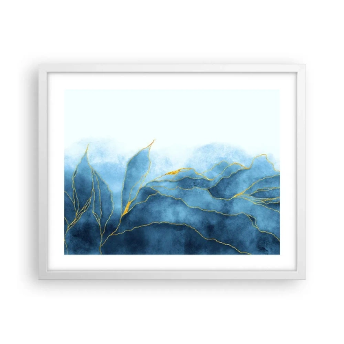 Plakat w białej ramie - Błękit w złocie - 50x40 cm