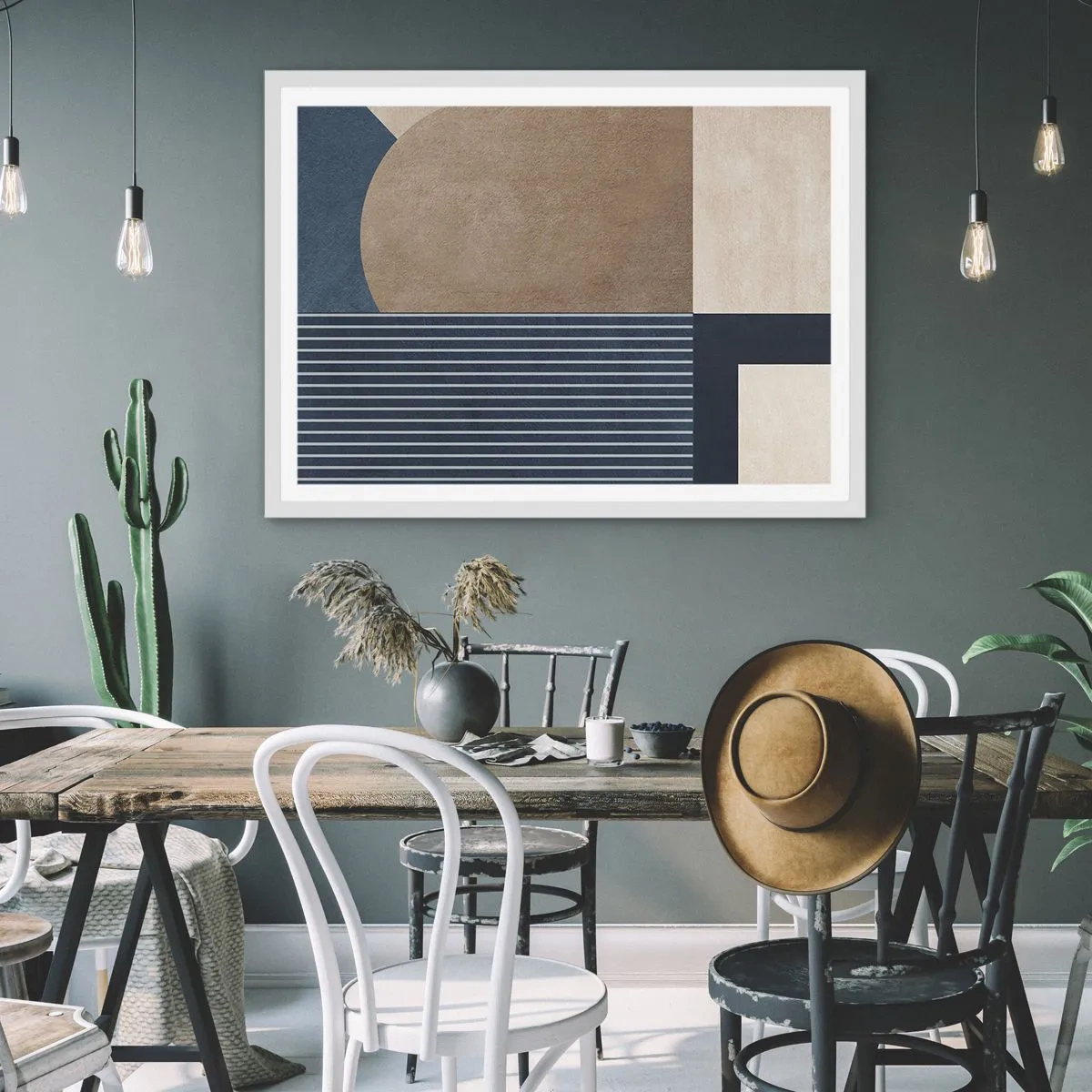 Plakat w białej ramie - Kompozycja prostoty i krągłości - 100x70 cm