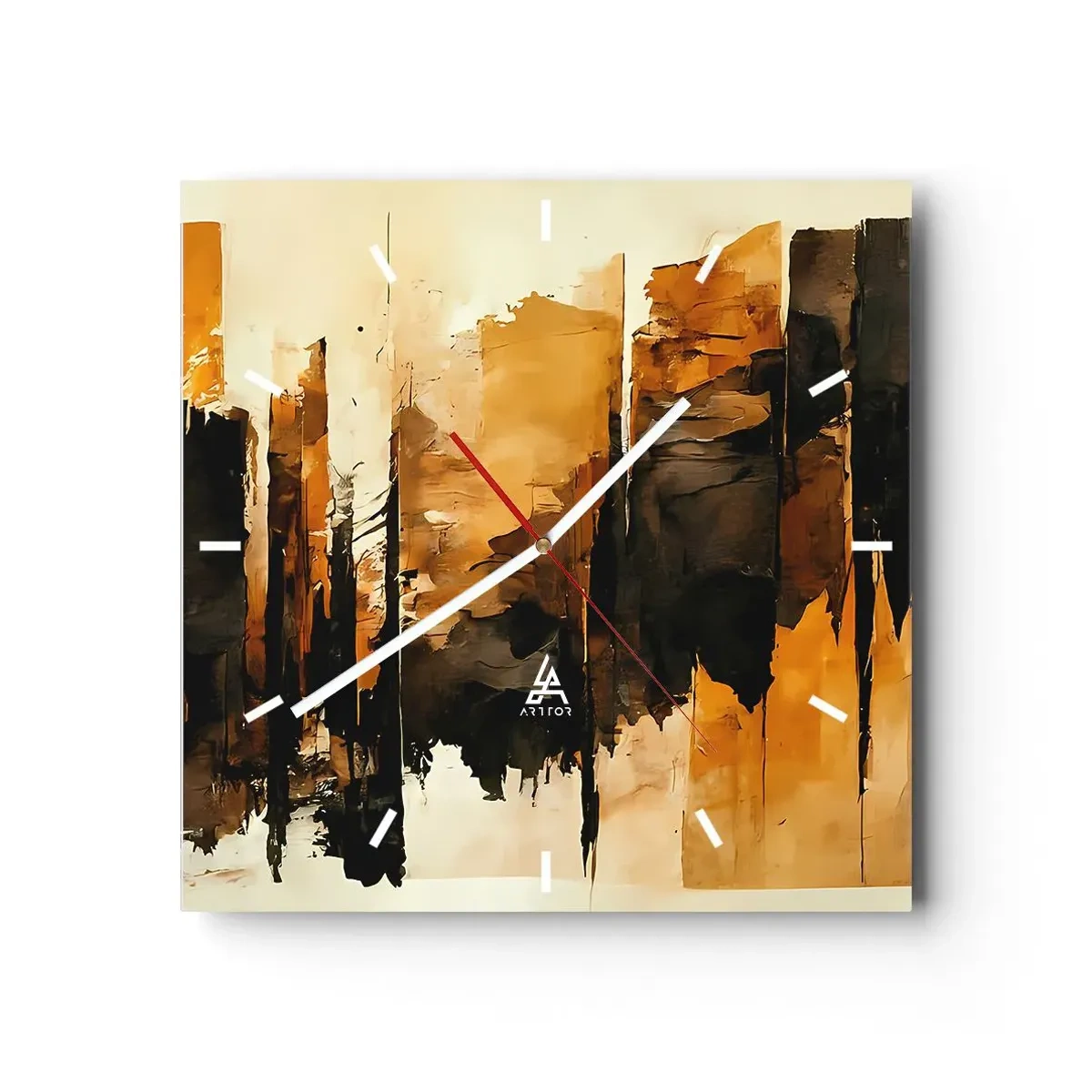 Zegar ścienny - Harmonia czerni i złota - 40x40 cm