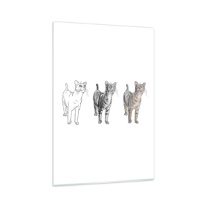 Obraz na szkle - Ewolucja rysunku kota od szkicu do kolorowej formy - 80x120cm - Lekcja rysunku - Nowoczesna dekoracja ścienna do salonu i sypialni ARTTOR