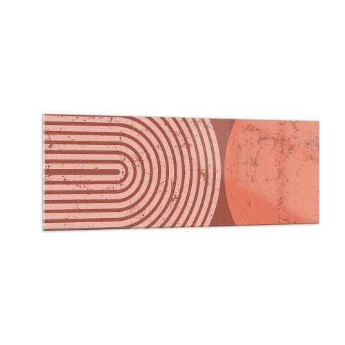 Obraz na szkle - Geometryczne wzory w odcieniach terrakoty na vintage tle - 140x50cm - Bliska relacja - Nowoczesna dekoracja ścienna do salonu i sypialni ARTTOR