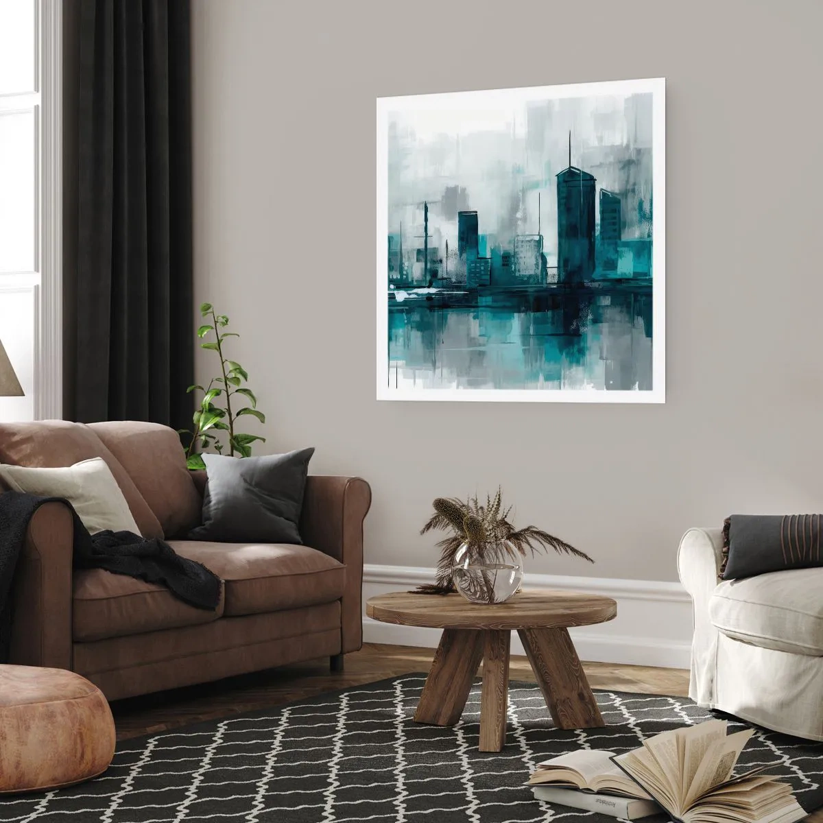 Plakat - Miasto w kolorze deszczu - 60x60 cm