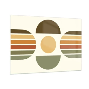 Obraz na szkle - Abstract geometric design with earthy tones and bold shapes - 100x70cm - W kolorach ziemi - Nowoczesna dekoracja ścienna do salonu, kuchni i sypialni ARTTOR