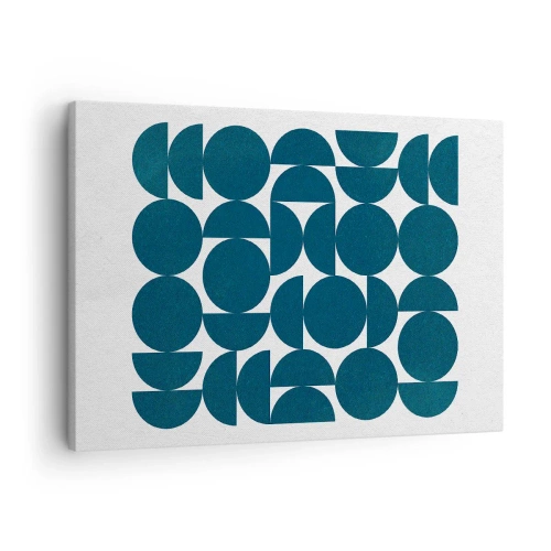 Obraz na płótnie - Geometryczne kształty w odcieniach granatu na białym tle - 70x50cm - Koła i półkola - Nowoczesna dekoracja ścienna do salonu i sypialni ARTTOR