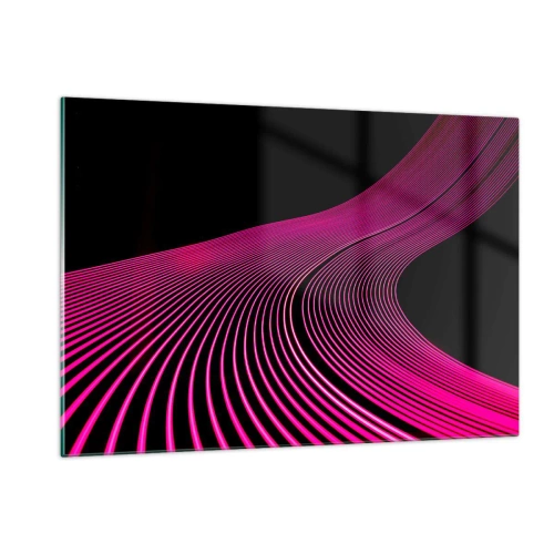 Obraz na szkle - Różowe świetlne linie na czarnym tle - 120x80cm - Aleja światła - Nowoczesna dekoracja ścienna do salonu, kuchni i sypialni ARTTOR