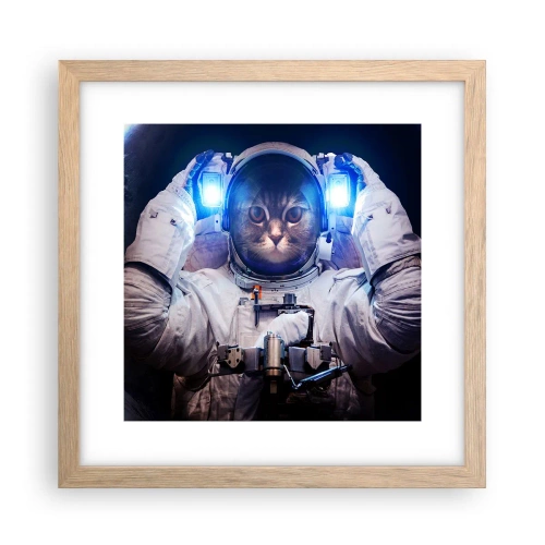 Plakat w ramie jasny dąb - Houston, macie problem - 30x30 cm