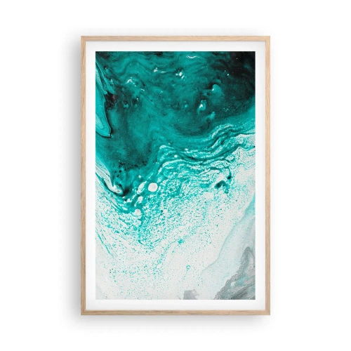 Plakat w ramie jasny dąb - Rozpłynąć się w bieli i turkusie - 61x91 cm