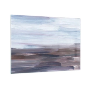 Obraz na szkle - Poziome smugi wody w odcieniach błękitu i brązu w stylu abstrakcyjnym - 70x50cm - Żywioły: woda - Nowoczesna dekoracja ścienna do salonu i sypialni ARTTOR