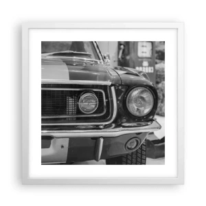 Plakat w białej ramie - Ostra jazda - 40x40 cm