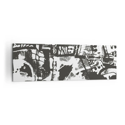 Obraz na płótnie - Abstrakcyjny monochromatyczny wzór w stylu retro - 160x50cm - Porządek czy chaos? - Nowoczesna dekoracja ścienna do salonu i sypialni ARTTOR