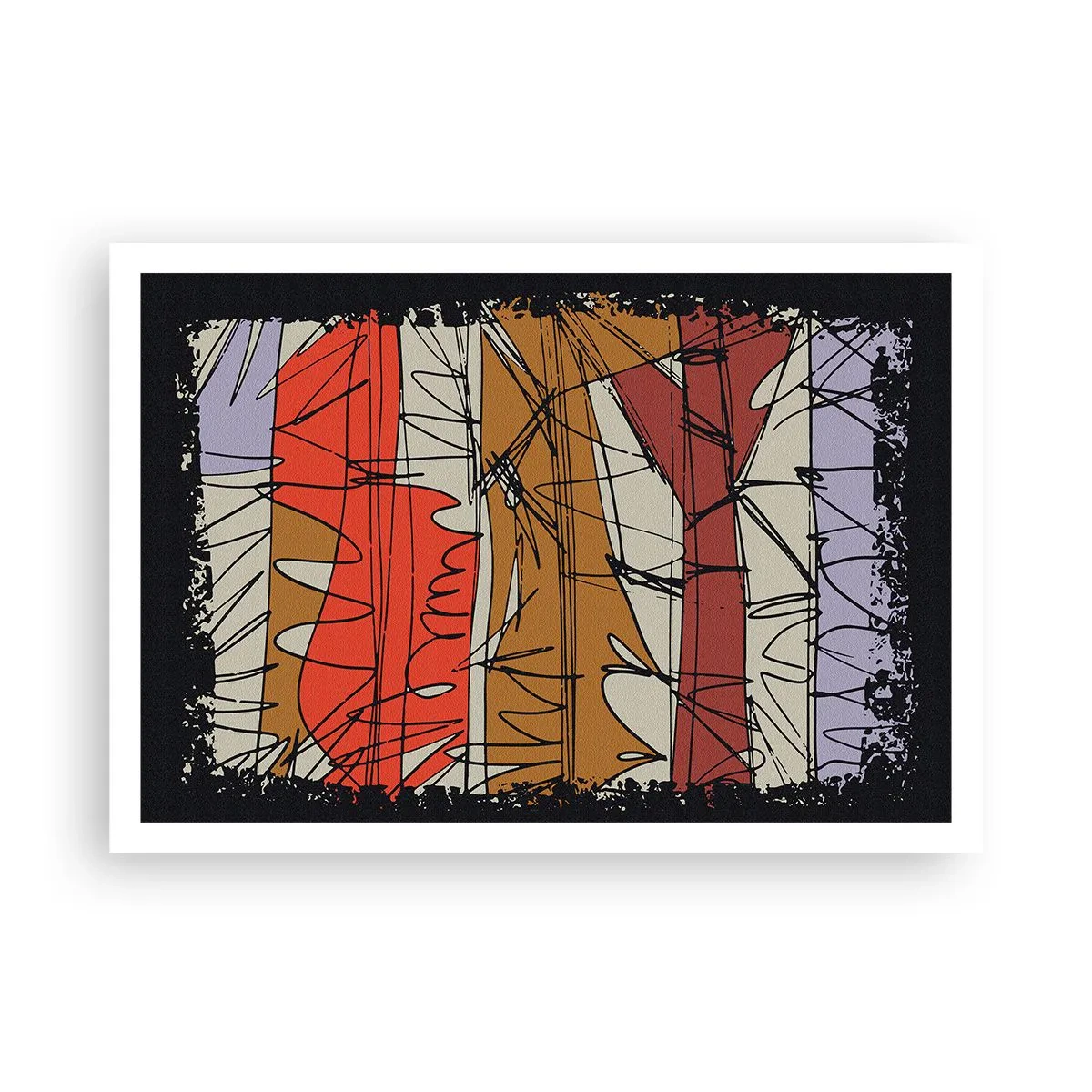 Plakat - Abstrakcyjna kompozycja w intensywnych kolorach - 100x70cm - Kompozycja spontaniczna - Nowoczesna dekoracja ścienna do salonu i sypialni ARTTOR