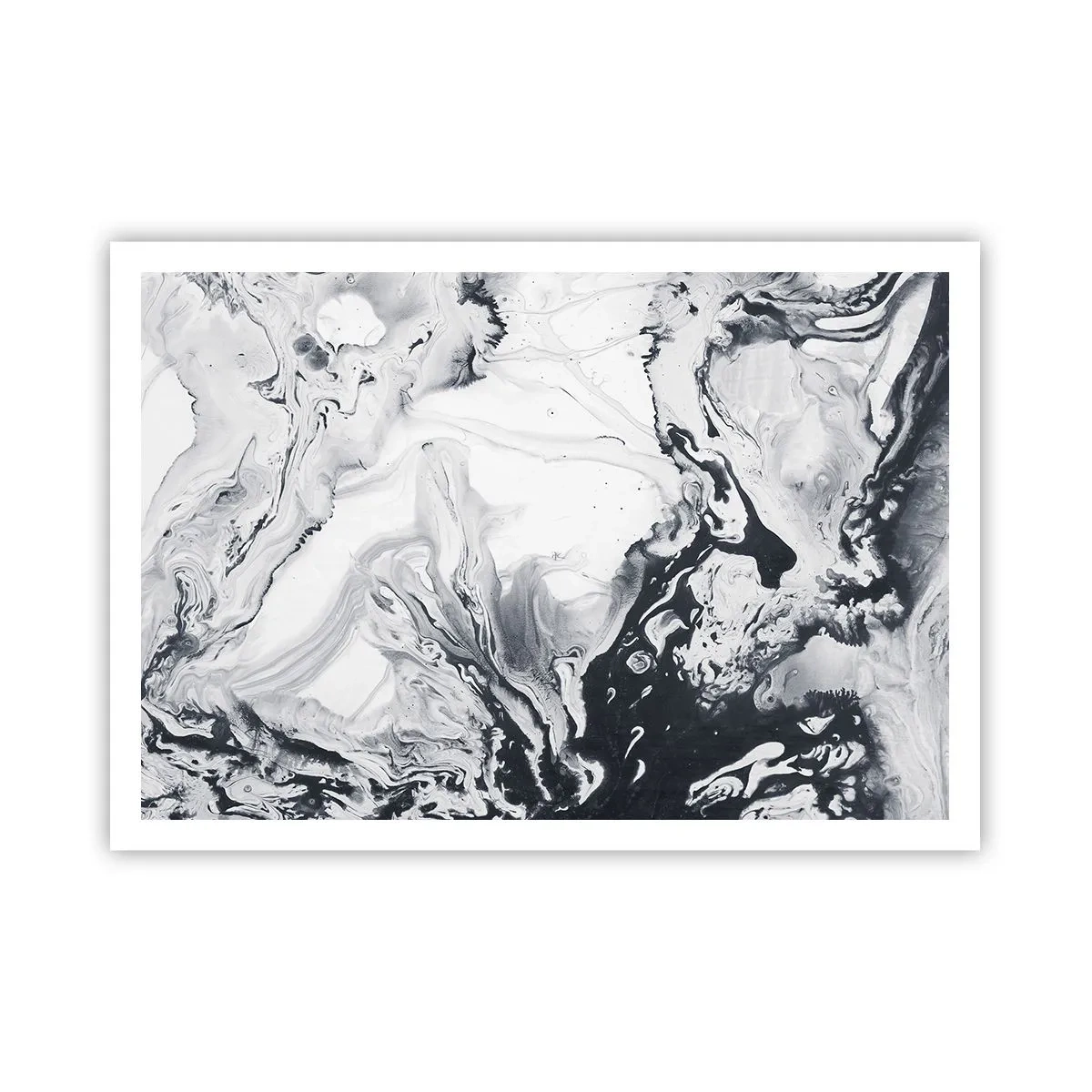 Plakat - Monochromatyczny abstrakcyjny wzór z efektem marmuru - 100x70cm - Wnętrze Ziemi - Nowoczesna dekoracja ścienna do salonu i sypialni ARTTOR