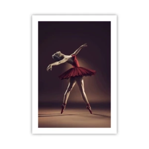 Plakat - Tancerka baletowa w czerwonej sukience na scenie - 50x70cm - Prima ballerina - Nowoczesna dekoracja ścienna do salonu, kuchni i sypialni ARTTOR