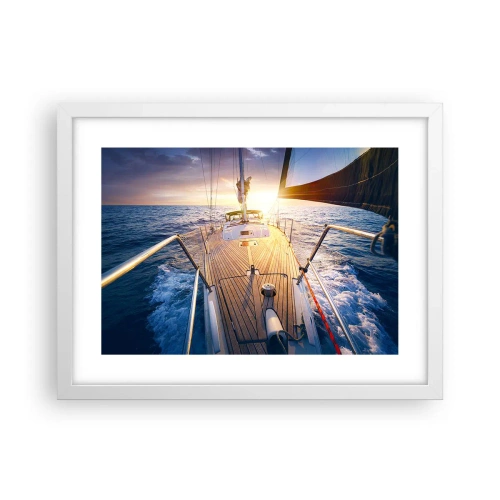 Plakat w białej ramie - Biegnąca po falach - 40x30 cm