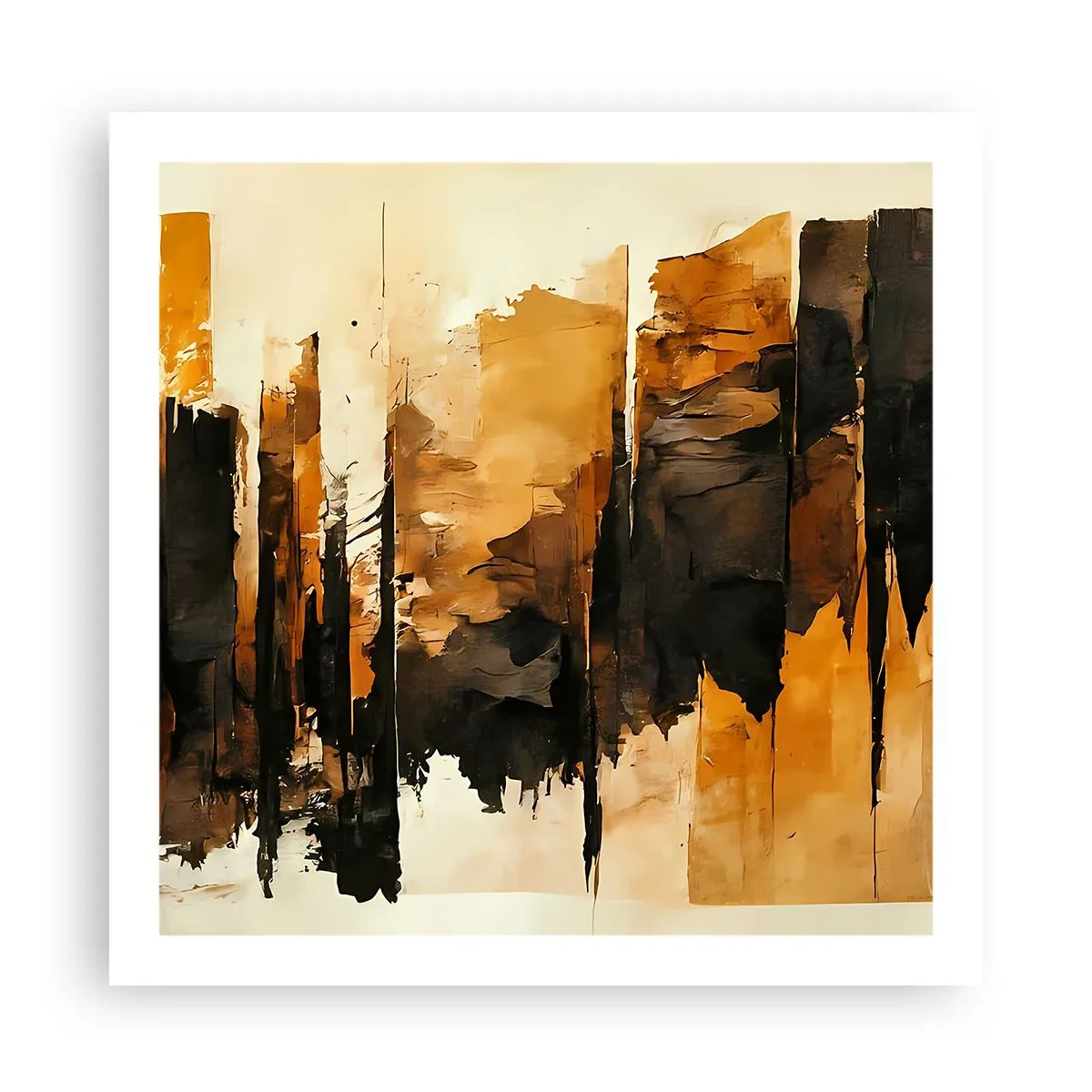 Plakat - Harmonia czerni i złota - 60x60 cm