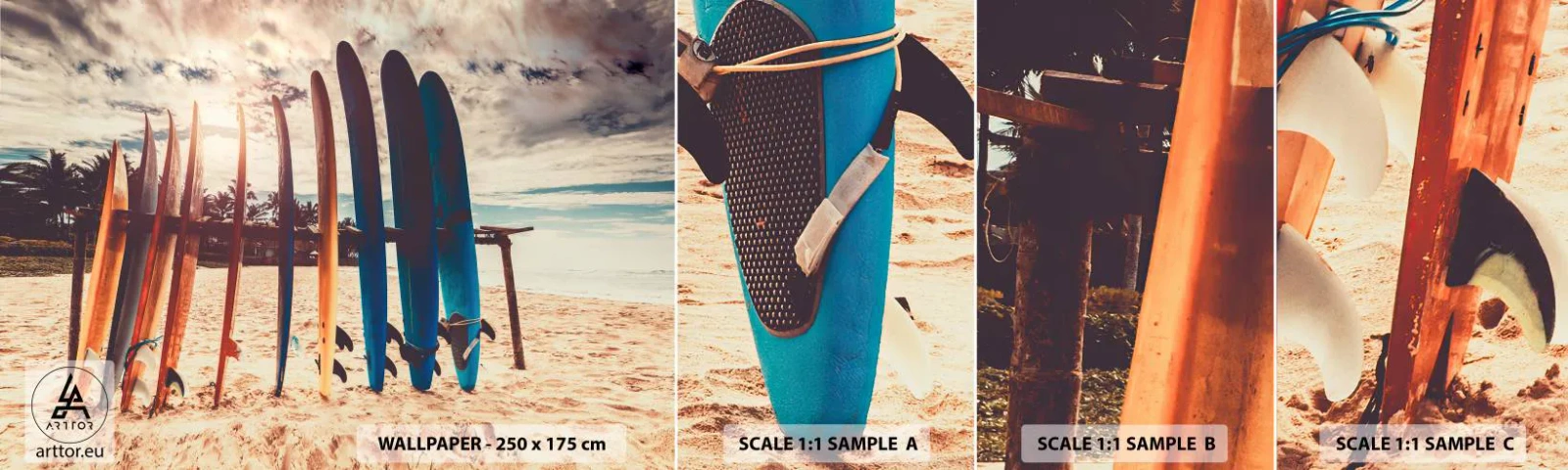 Fototapeta Próbka Samoprzylepna Deluxe Sticker - Dobranoc, do jutra - Surfing, Krajobraz, Deska Surfingowa - 100x30 cm