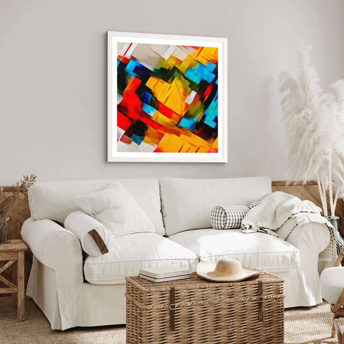 Plakat w białej ramie - Różnobarwny przekładaniec - 50x50 cm