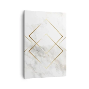 Obraz na płótnie - Minimalistyczne złote romby na marmurowym tle - 70x100cm - Widok na nieskończoność - Nowoczesna dekoracja ścienna do salonu i sypialni ARTTOR